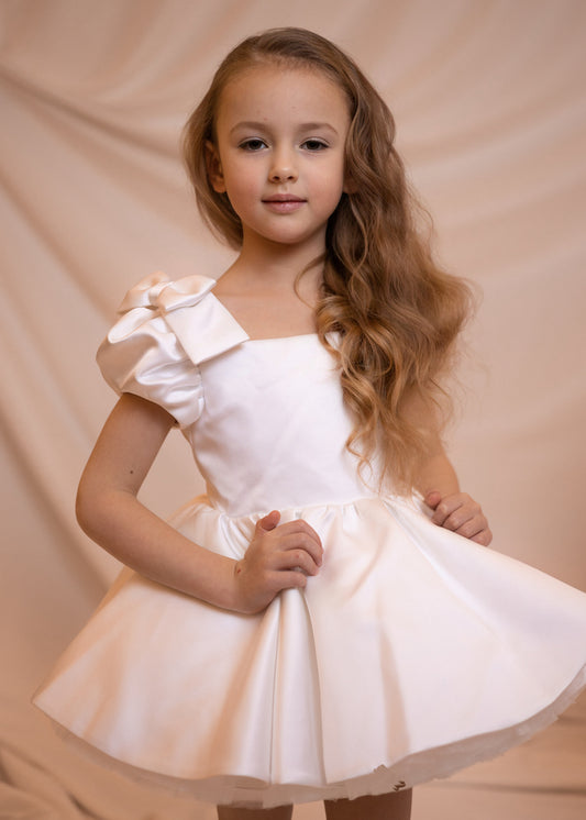 Doll dress in white satin