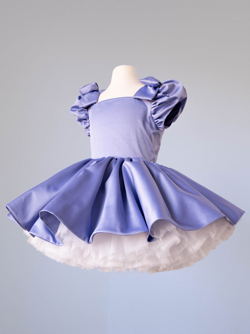 Doll dress in purple silk satin