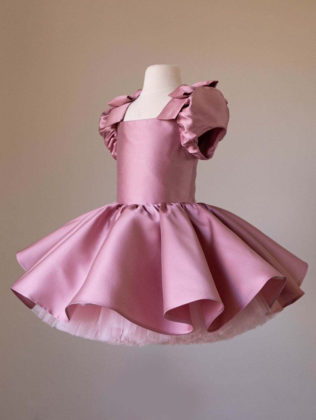 Doll dress in pink silk satin