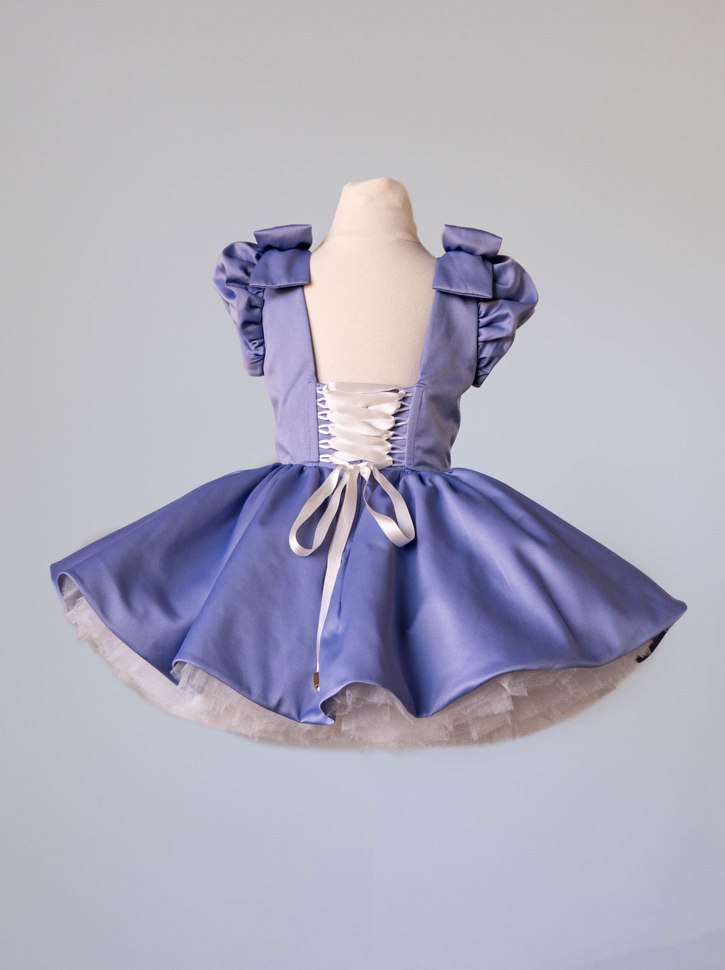 Doll dress in purple silk satin