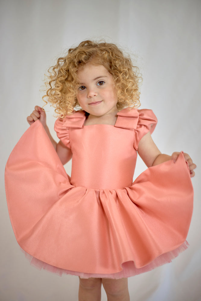 Doll dress in pink - Flowers and Ruffles
