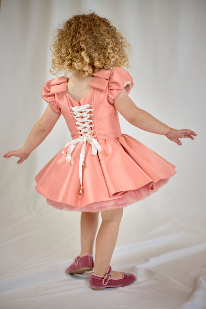 Doll dress in pink - Flowers and Ruffles