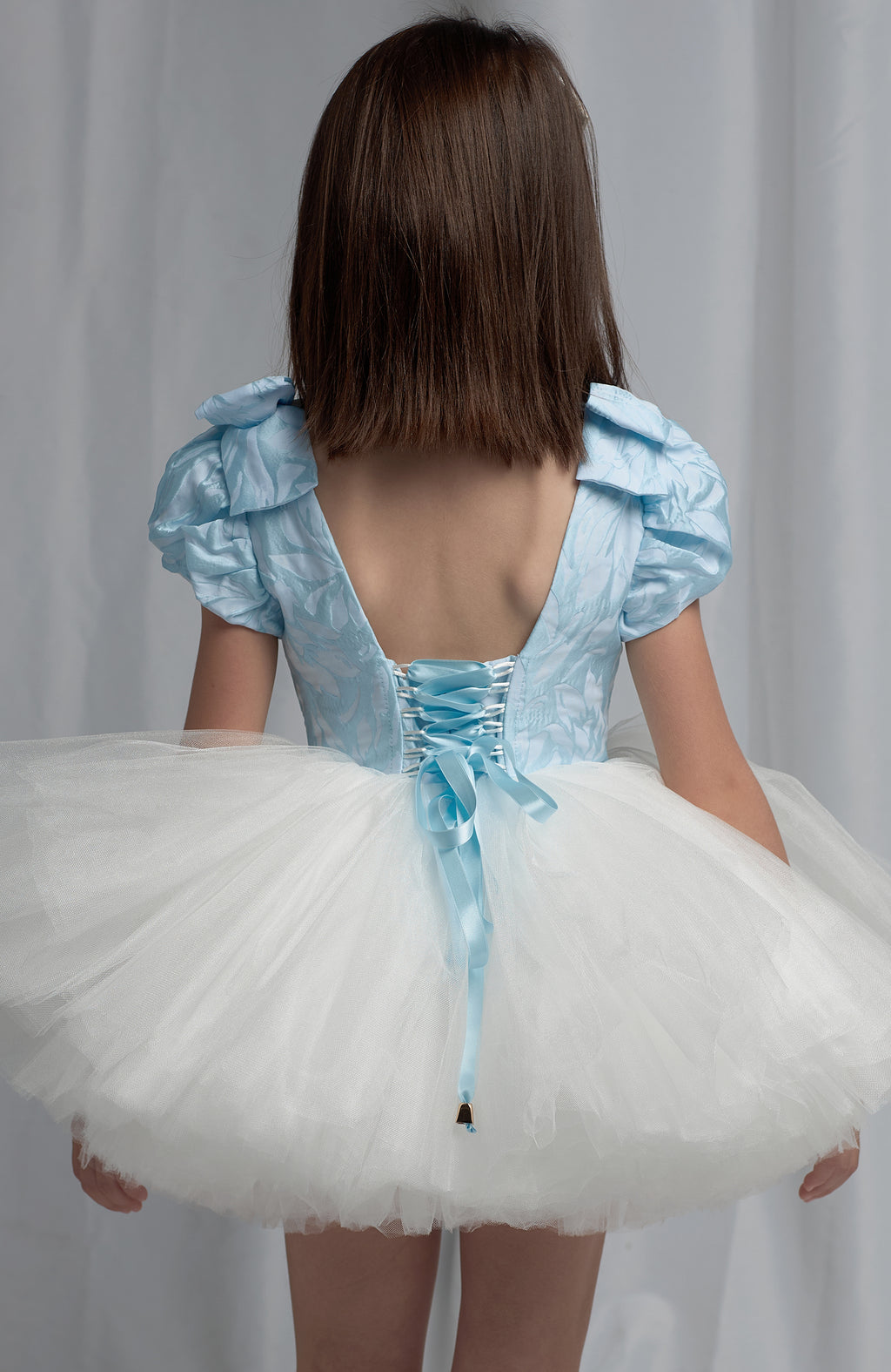 Doll dress with Baby Blue top and white skirt