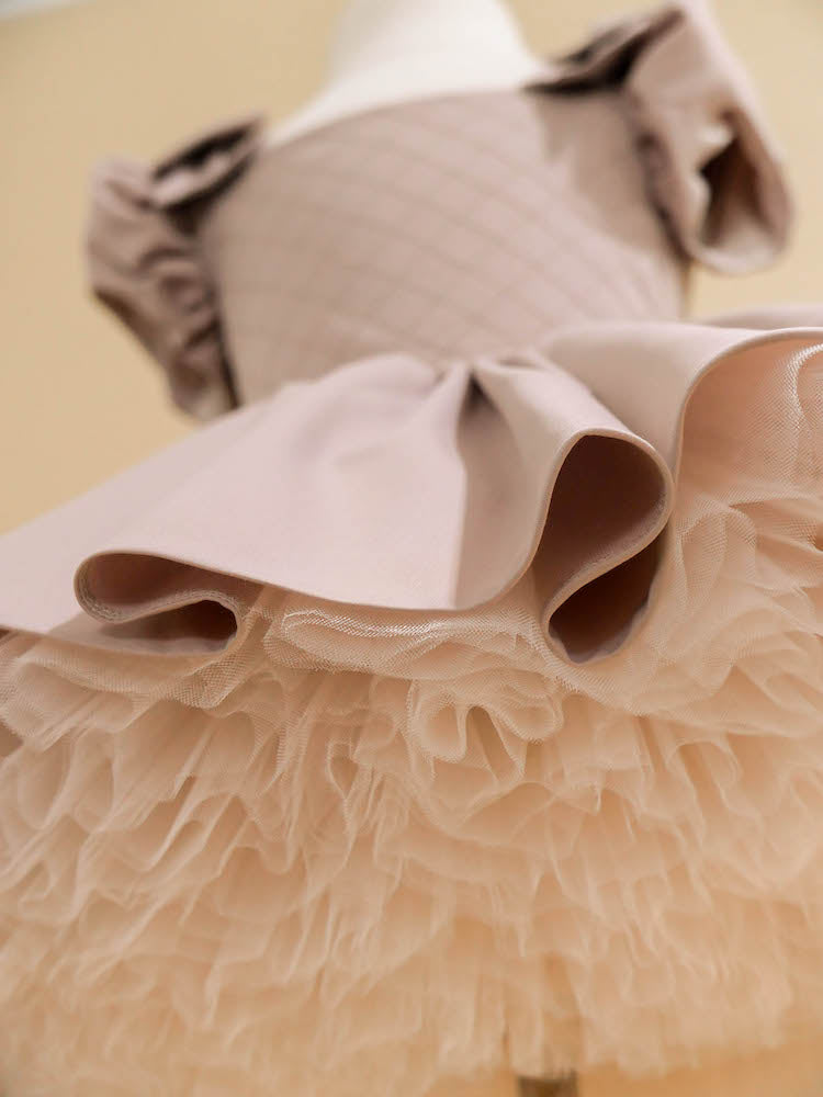 Doll dress in Latte - Flowers and Ruffles