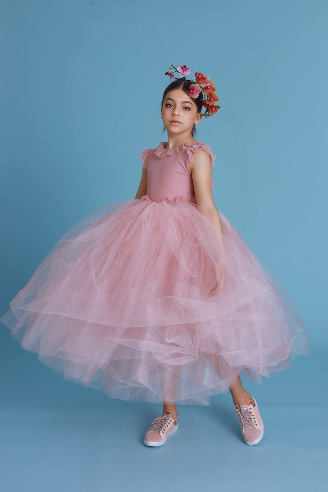 Alexandra Swiss dots midi dress - Flowers and Ruffles