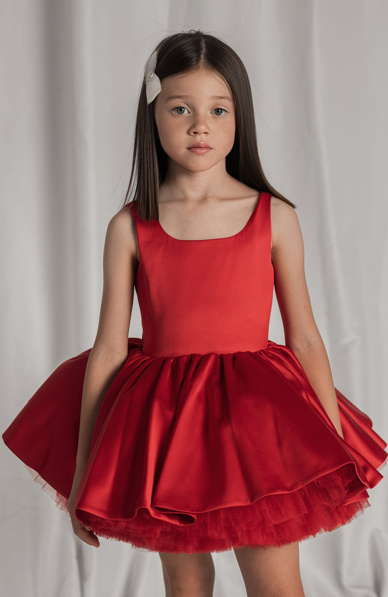Elyse dress in red - Flowers and Ruffles