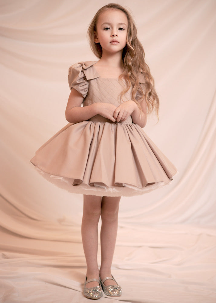 Doll dress in Latte - Flowers and Ruffles