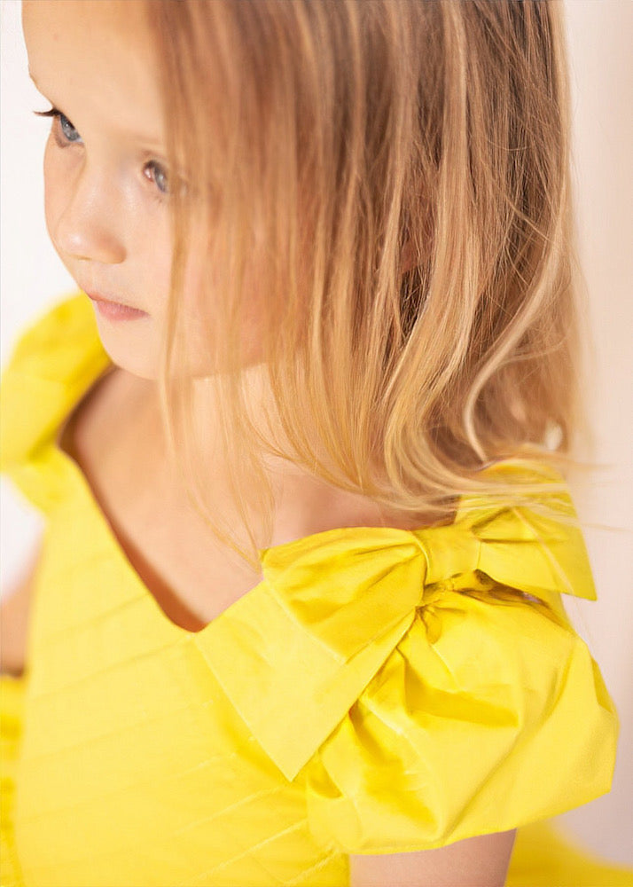 Doll dress in Yellow - Flowers and Ruffles