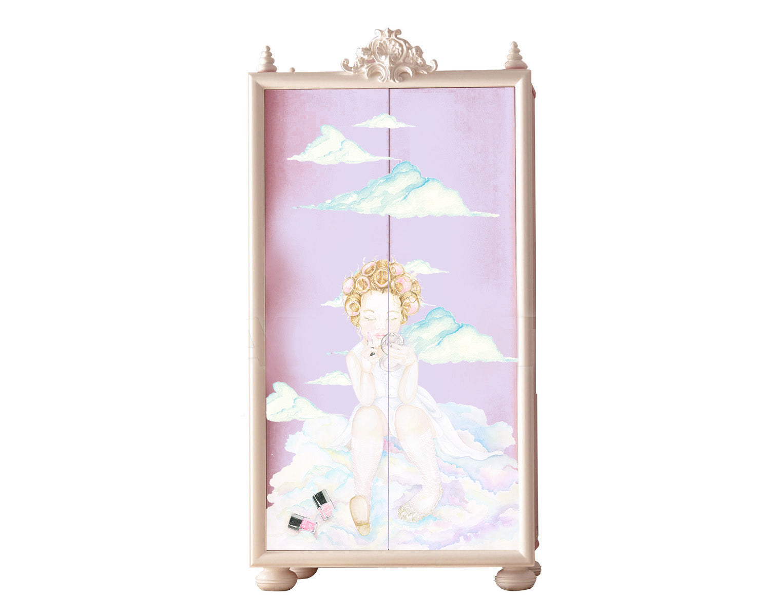 fashion girl wall decal on wardrobe door for girls bedroom decor
