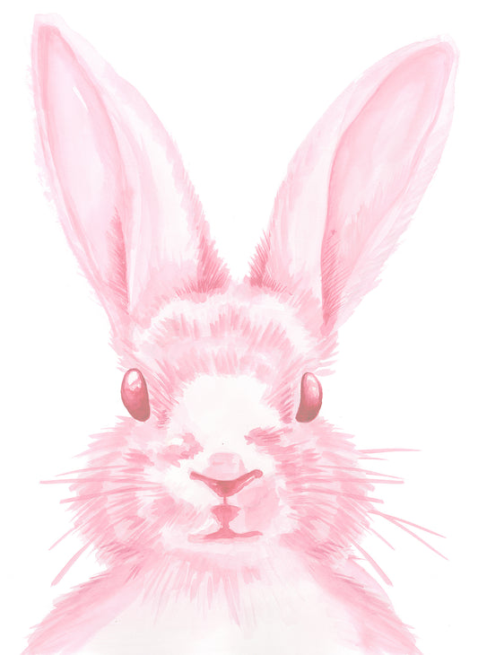 Pink bunny face wall decal for nursery and kids room