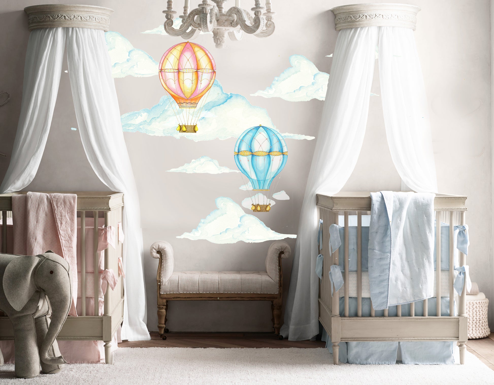Pink Hot Air Balloon Wall Decals by Cling