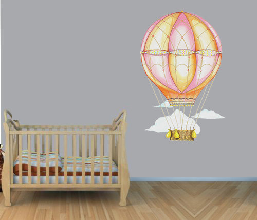 Pink Hot Air Balloon Wall Decals by Cling™ - Flowers and Ruffles